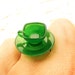 Kawaii Cute Japanese Ring Clear Green Teacup And Saucer