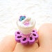 Kawaii Miniature Food Ring Ice Cream Purple Flower