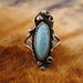 Ring - Size 5 - Sterling Silver - Turquoise Ring - Long Stone Jewelry - Southwest Style Silver - Signed Stamped WS