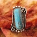 Ring - Size 8 - Sterling Silver - Turquoise Ring - Southwest Style - Blue Stone - Rectangle Shape - Signed PW