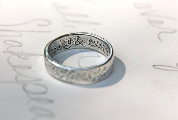 mens wedding band ring . thick recycled silver ring . happily ever ...