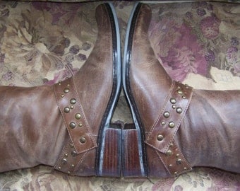 Leather boots, Brown Boots, Belted Boots, Brazil Naturalizers size 7 m