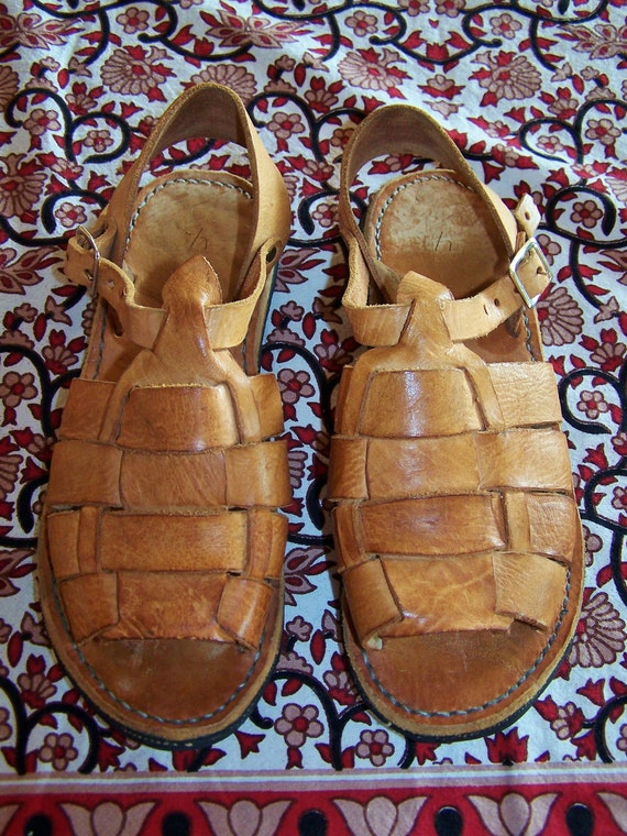 7 Mexican Sandal shoes huarache style mens 4 by GreenMarketVintage