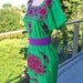 Mexico Embroidered Trapeze Pleasant Peasant Dress in Green is Good size L