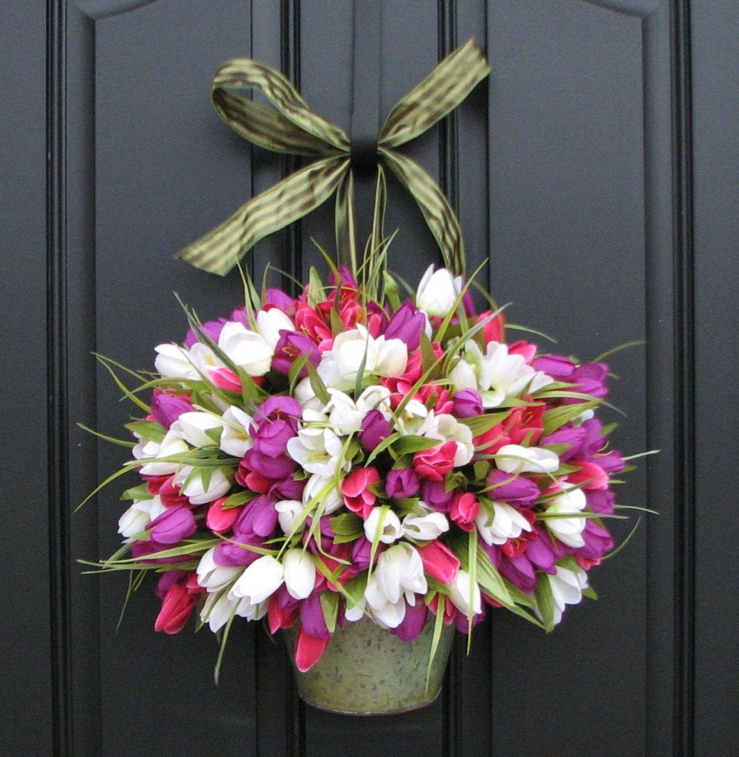 Reserved Spring Tulips Farmhouse Tulips Front Door Decor