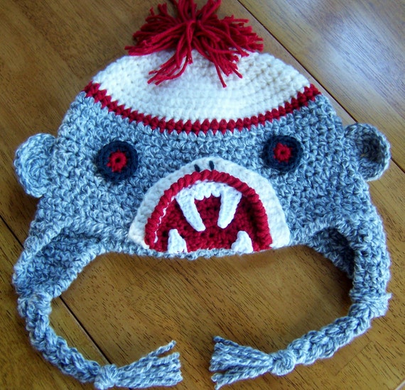 hat crochet zombie pattern for child or earflaps Pattern Crochet Sock with without Hat Zombie Monkey