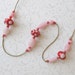 Beaded Garden Chime: Windchime with Pink & Red Lampwork Bumpy Beads. Gold Heart Charm. Brass Bell
