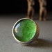 Green Glass and Sterling Ring with Spirals