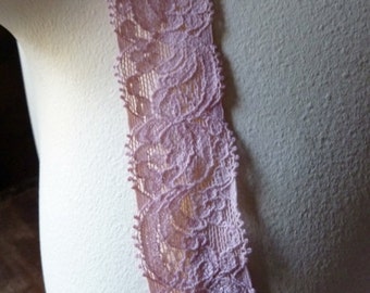 4 yds. Pink Rose Stretch Lace for Lingerie, Headbands, Garments STR 2007
