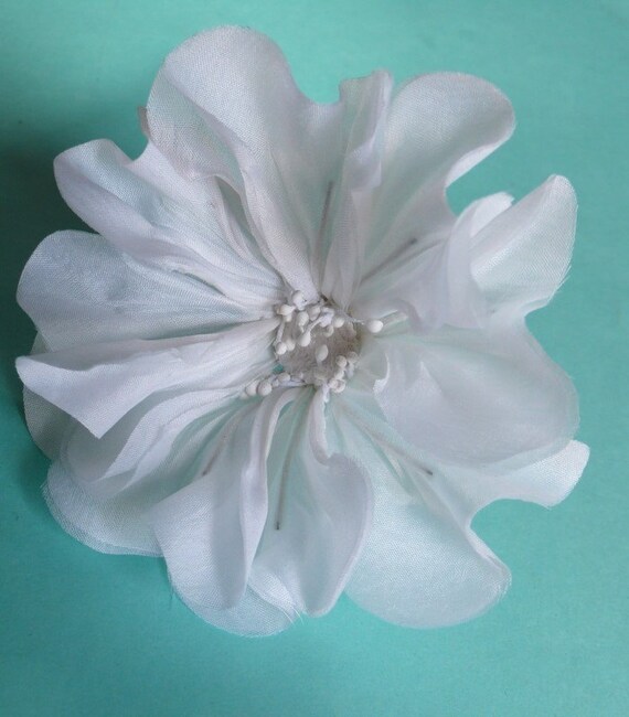 Silk Millinery Poppy Flower in White for Bridal by MaryNotMartha