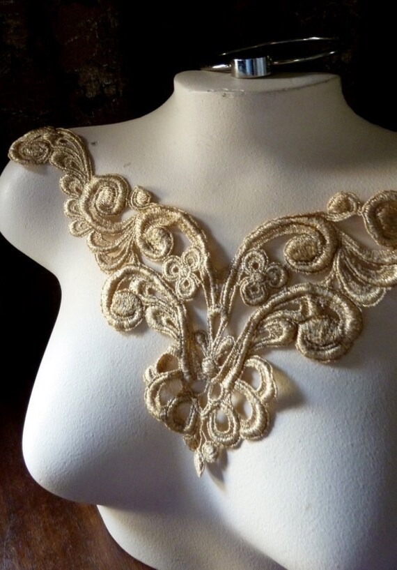 Lace Applique in Gold for Grad Bridal Jewelry Supply