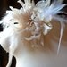 Champagne Ivory Silk Large Chrysanthemum with Feathers for Bridal, Corsages, Floral Supply MF 106