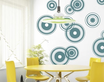 Retro Bullseye Circles Vinyl Wall Decal, Retro Bullseyes - 12 graphics, Wallpaper, Stickers, Vinyl Wall Graphics, item 10001