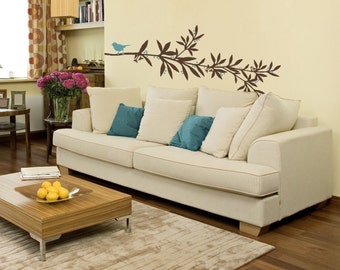 Large Flowering Branch Vinyl Wall Decal- Branch with Bird Graphic, Tree Branch, Vinyl Wall Graphic, item 30008
