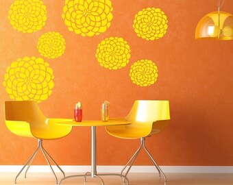 Large Flower Bloom Graphics Vinyl Wall Decals - Set of 7 - Variety of sizes, Wallpaper, Stickers, Wall Art, item 10024