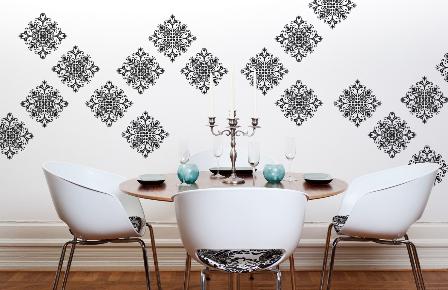 Vinyl Wall Decals Scroll Damask Wall Pattern 18 graphics