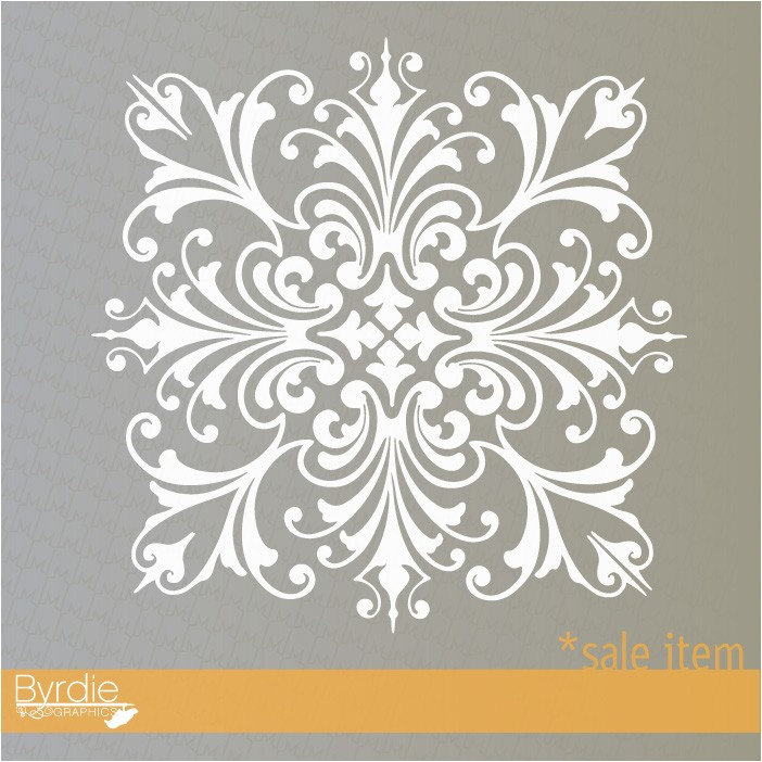 Vinyl Decal SALE WHITE Square Scroll Damask Vinyl Wall