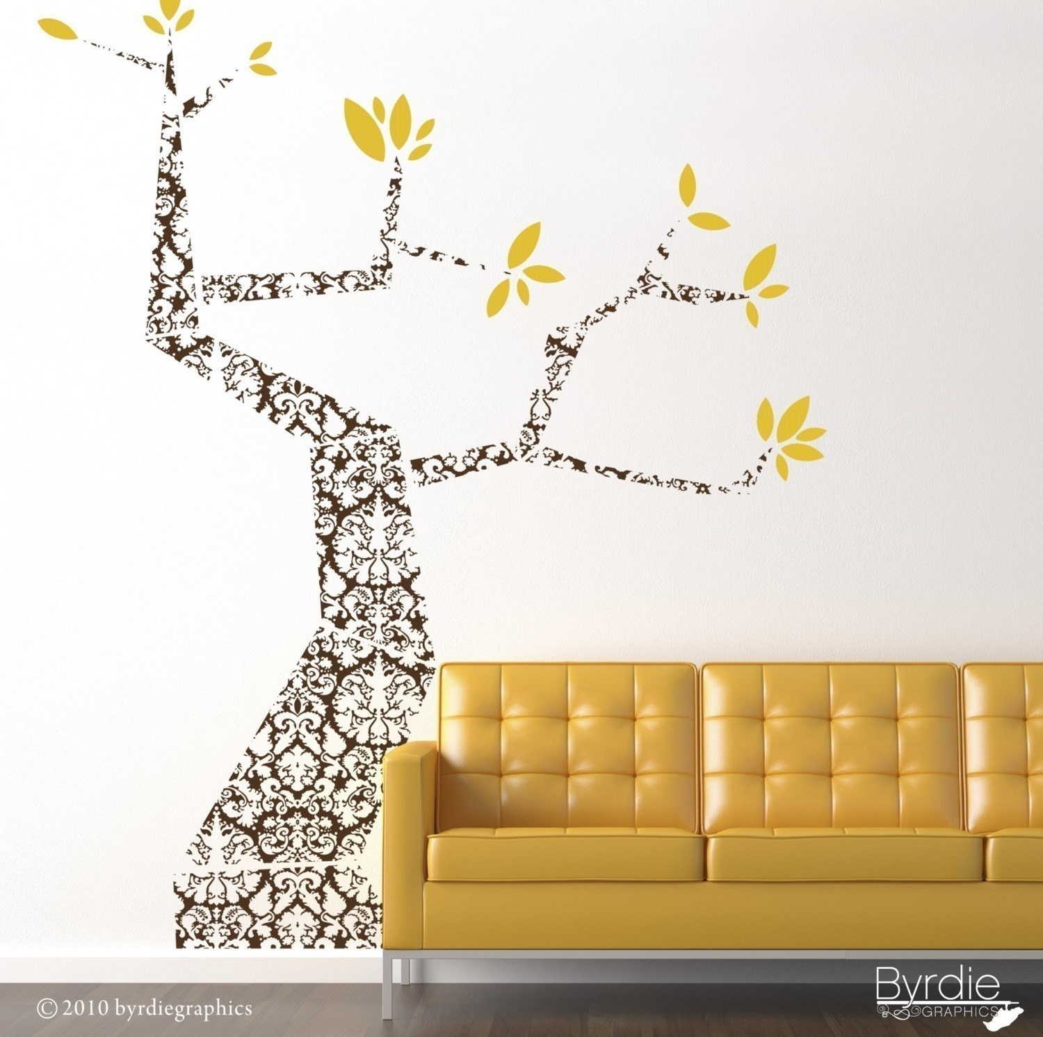 Modern Damask Large Tree Vinyl Wall Decal Large Tree