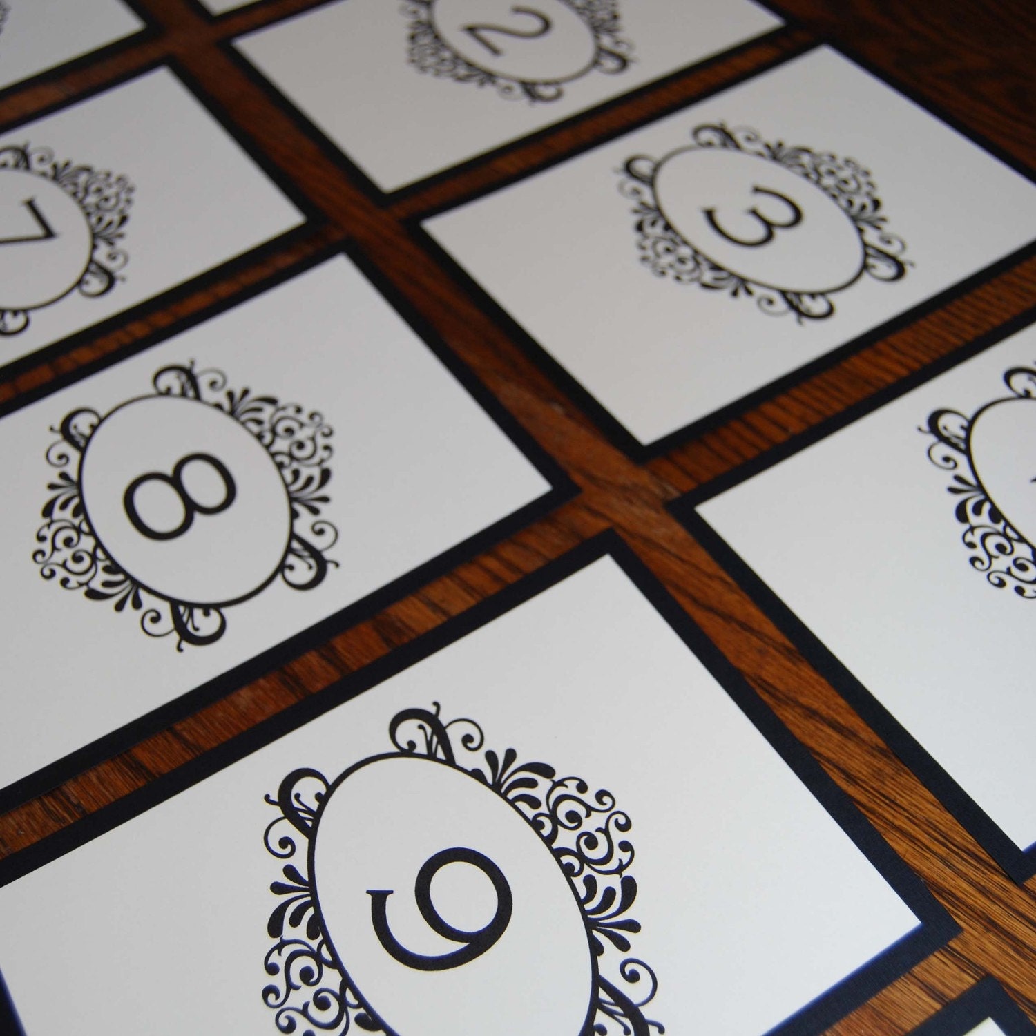Double Layer Flat Table Numbers Ornate Scroll by IvoryIsleDesigns