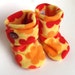 Fleece Soft Soled Baby Booties in Red, Yellow, and, Orange Spring Flowers
