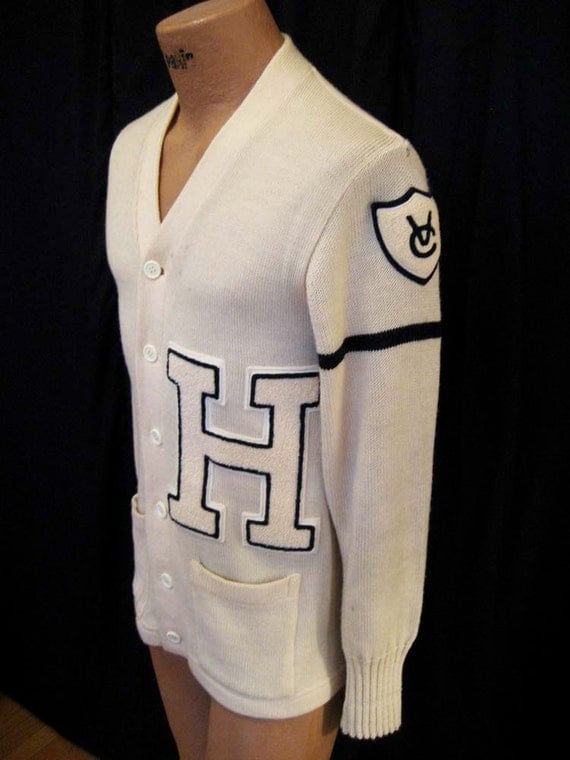 Vintage Varsity Letterman Sweater Wool Men's Cardigan