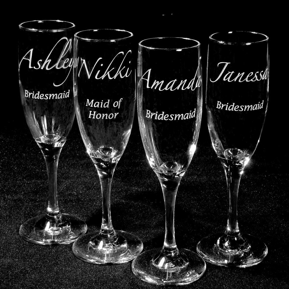 6 Bridesmaids Gifts Champagne Glasses Personalized Presents