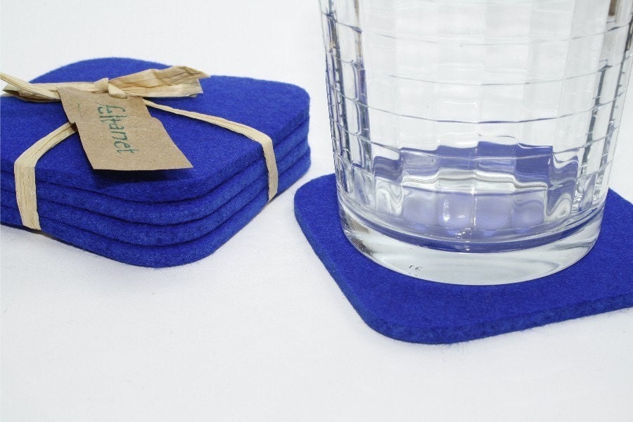 Square Drink Absorbent Coasters in 5mm Thick Merino Wool Felt