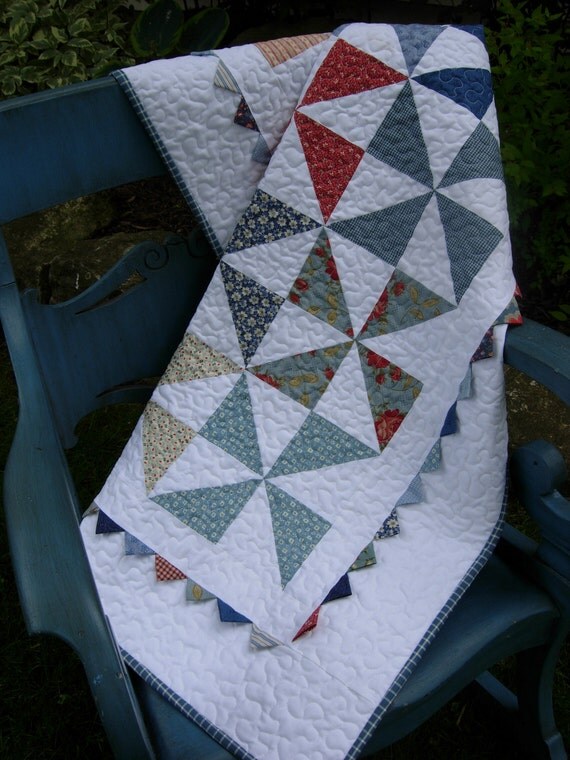 Little Boy Blue Pinwheel Baby Quilt
