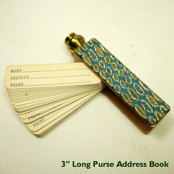 Vintage GreenGold Brocade Mini Address Book by VintageStarrBeads