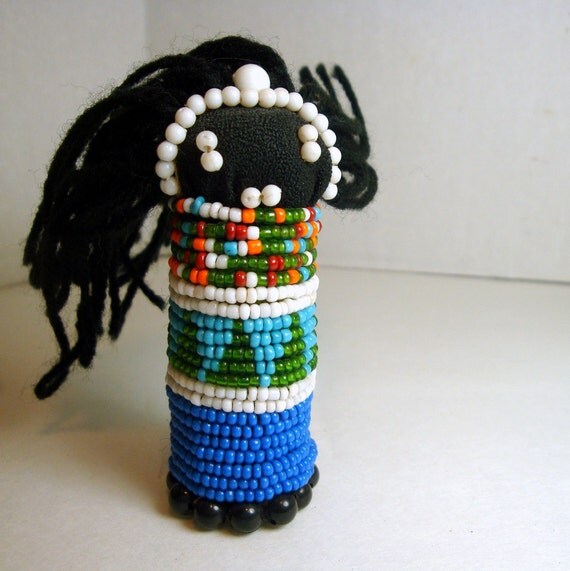 Vintage African Zulu Tribe Traditional Sangoma Beaded Doll Toy