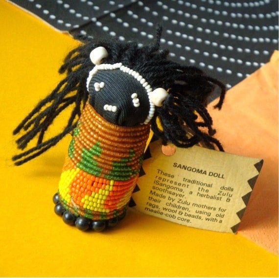 Vintage African Zulu Tribe Traditional Sangoma Beaded Doll Toy