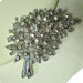 Rhinestone Flower Pin..White Bridal Bouquet Pin, Silver Glittery Brooch, 1980s Unused., Wedding, Brides, Glitz lapel Pin, Holiday, Gifting