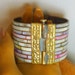 MOP Bracelet, Vintage 1980s Wide Mother of Pearl and Brass Bangle..Looks Like 10 Skinny ones, White, Pinkish, Gray