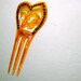 Celluloid Art Nouveau Hair Comb, Light Tortoise Color With Red Rhinestones, Mantilla, Veil, Flamenco, Flapper