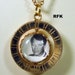 JFK, RFK, John f Kennedy, 1960s Gold Circle Pendant, 2 Sided Pictures, Round Spinning Amulet of those Tragic Kennedy Brothers