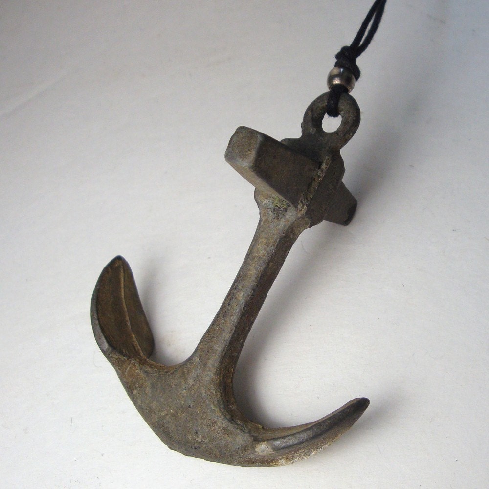 Vintage Real Model SHIP Anchor Necklace..Miniature Shabby