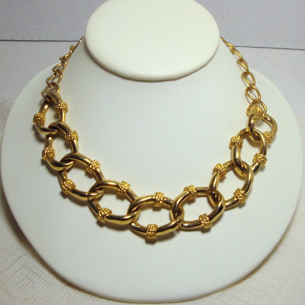 Vintage Punk Gold Chain Choker Necklace by VintageStarrBeads