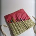 Utensil and Pencil Roll - Green Diamond and Pink Silk