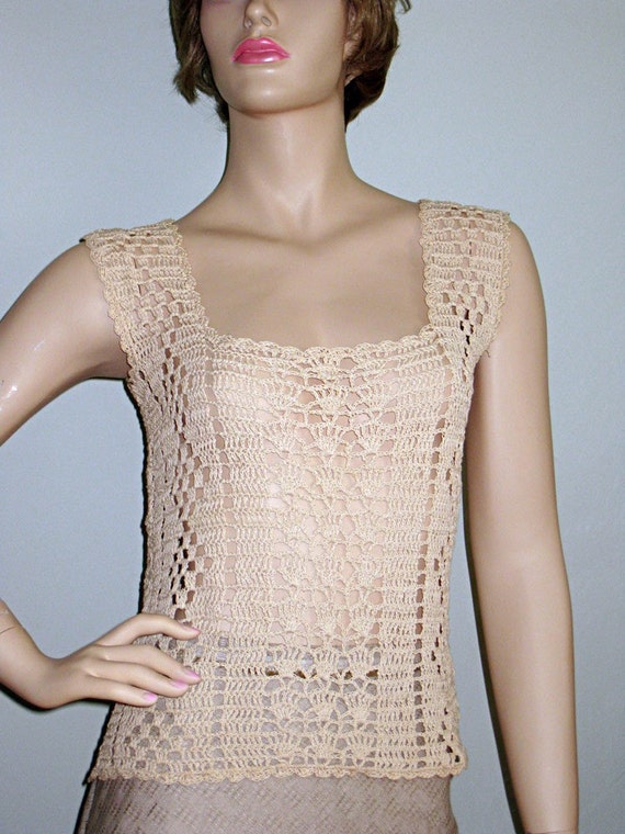 Hand crocheted cotton twine top