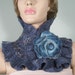 Felted ruffle scarf-collar with felted flower brooch