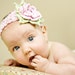 Baby Pink Green Crochet Flower Headband 3-6 Months