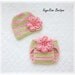 Newborn Baby Girl Crochet Flower Hat & Diaper Cover Set Pink and Lime Green Stripes