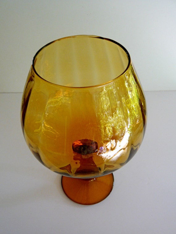 Items similar to Vintage Amber glass pedestal vase on Etsy