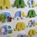 HALF PRICE Yellow Green Blue - 3D Baby Elephant Whimsy Collage - 5x7