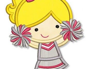 Little CHEERLEADER 2 Applique 4x4 5x7 6x10 Machine Embroidery Design football game pom INSTANT Download