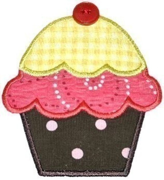 Items similar to Applique CUPCAKE 4x4 5x7 6x10 Machine Embroidery