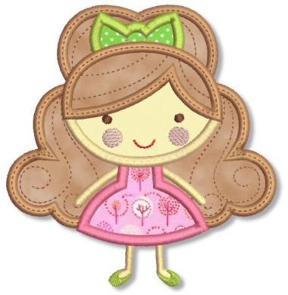 GIRLY GIRL 5 Applique 4x4 5x7 Machine Embroidery Design