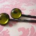 HOLIDAY SALE, Chartreuse Green Moonglow Vintage Glass Jewel Hairpins / Bobbypins / Hair Pins / Bobby Pins : formal or holiday party hairpins