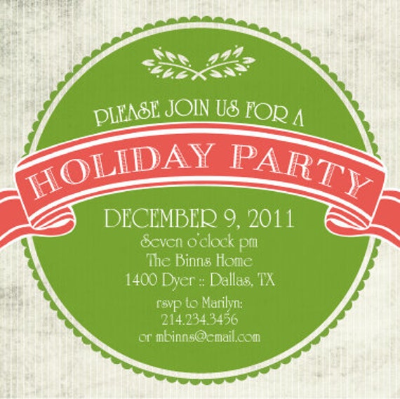 PRINTABLE Holiday or Christmas Party Invitation or Evite