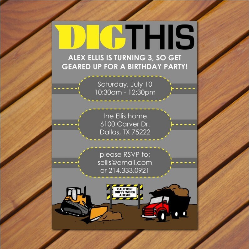 PRINTABLE Construction Themed Birthday Party Invitation PRINTABLE Construction Themed Birthday Party Invitation